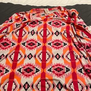 Tribal Print Women's Blouse - Pink and Orange